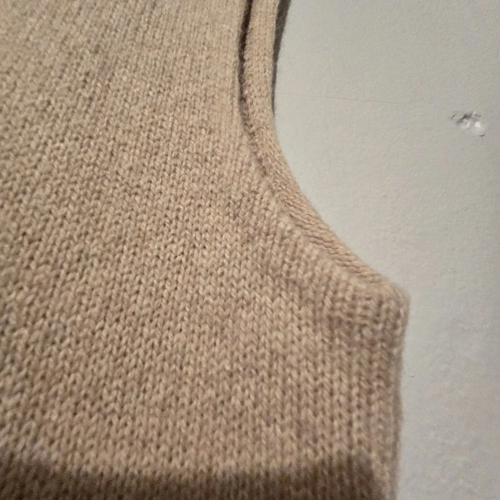 Vtg 70's 80's Sweater Vest Mens XL Beige Wool Academia Preppy Goblincore USA